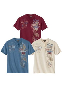 Zestaw 3 koszulek z dekoltem z guzikami Capri ze sklepu Atlas For Men w kategorii T-shirty męskie - zdjęcie 189103381