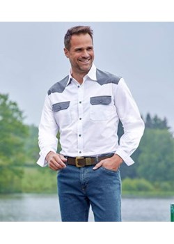 Biała, popelinowa koszula w stylu Western ze sklepu Atlas For Men w kategorii Koszule męskie - zdjęcie 189103400