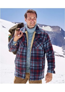 Polarowa koszula wierzchnia w kratę z podszewką z kożuszka sherpa ze sklepu Atlas For Men w kategorii Kurtki męskie - zdjęcie 189103583