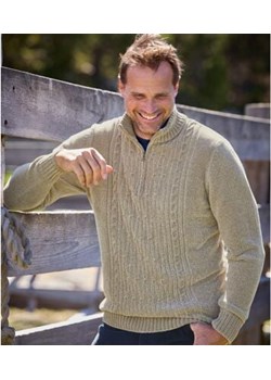 Sweter z dzianiny szenilowej z wykładanym kołnierzem ze sklepu Atlas For Men w kategorii Swetry męskie - zdjęcie 189103661