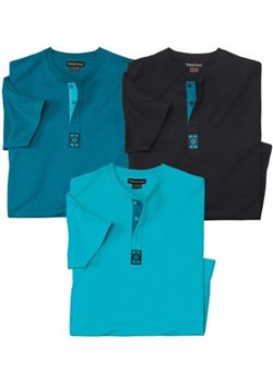 Zestaw 3 koszulek z dekoltem zapinanym na guziki ze sklepu Atlas For Men w kategorii T-shirty męskie - zdjęcie 189103794