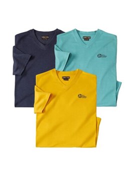 Zestaw 3 gładkich koszulek z dekoltem w serek ze sklepu Atlas For Men w kategorii T-shirty męskie - zdjęcie 189104170