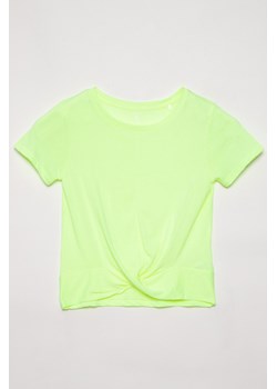 Neonowy t-shirt dla dziewczyny z marszczonym dołem, Rozmiar - 152, Kolor - Żółty ze sklepu REPORTER w kategorii Bluzki dziewczęce - zdjęcie 189104531