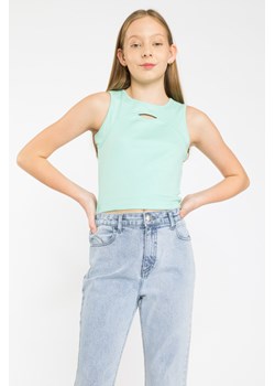 Pastelowy miętowy top z rozcięciem, Rozmiar - 152, Kolor - Miętowy ze sklepu REPORTER w kategorii Bluzki dziewczęce - zdjęcie 189104654