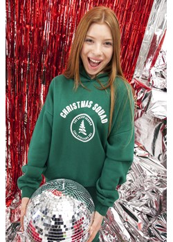 Zielona bluza dresowa z kapturem ze świątecznym nadrukiem, Rozmiar - 140, Kolor - Zielony ze sklepu REPORTER w kategorii Bluzy dziewczęce - zdjęcie 189104794