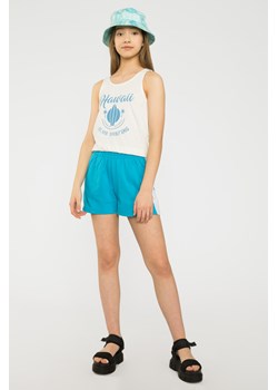 Niebieskie krótkie spodenki z lampasami, Rozmiar - 146, Kolor - Niebieski ze sklepu REPORTER w kategorii Spodenki dziewczęce - zdjęcie 189105241
