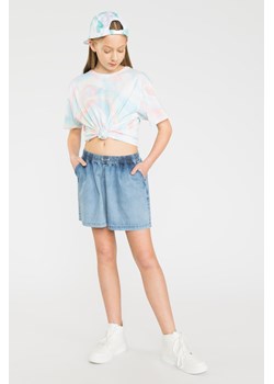 Krótkie jeansowe wiązane spodenki, Rozmiar - 140, Kolor - Niebieski ze sklepu REPORTER w kategorii Spodenki dziewczęce - zdjęcie 189105281