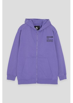 Fioletowa rozpinana bluza dresowa z nadrukiem na plecach, Kolor - Fioletowy, Rozmiar - 188 ze sklepu REPORTER w kategorii Bluzy chłopięce - zdjęcie 189105924