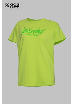 Limonkowy T-shirt z błyszczącym nadrukiem, Rozmiar - 140, Kolor - Limonkowy ze sklepu REPORTER w kategorii Bluzki dziewczęce - zdjęcie 189105964