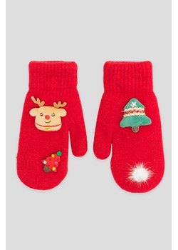 Czerwone rękawiczki ze świątecznymi naszywkami, Rozmiar -  r2, Kolor - Czerwony ze sklepu REPORTER w kategorii Rękawiczki dziecięce - zdjęcie 189106072