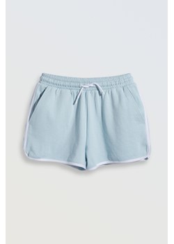 Błękitne krótkie spodenki wykończone białą lamówką, Rozmiar - 140, Kolor - Błękitny ze sklepu REPORTER w kategorii Spodenki dziewczęce - zdjęcie 189106613