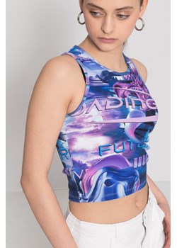 Top na ramiączkach z bawełny prążkowanej z kolorowym nadrukiem na całości, Rozmiar - 146, Kolor - Multikolor ze sklepu REPORTER w kategorii Bluzki dziewczęce - zdjęcie 189106672