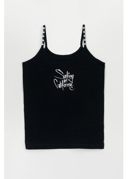 Czarny top na ramiączkach z ozdobnymi koralikami, Rozmiar - 140, Kolor - Czarny ze sklepu REPORTER w kategorii Bluzki dziewczęce - zdjęcie 189106711