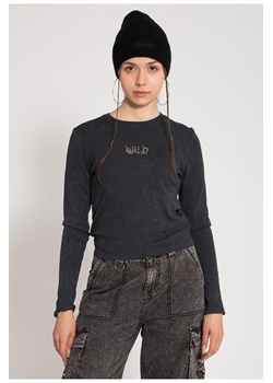 Szara bluzka LONG z minimalistycznym nadrukiem na wysokości piersi, Rozmiar - 140, Kolor - Szary ze sklepu REPORTER w kategorii Bluzki dziewczęce - zdjęcie 189107322