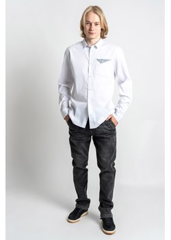 Czarne spodnie jeansowe STRAIGHT z efektem sprania, Rozmiar - 140, Kolor - Czarny ze sklepu REPORTER w kategorii Spodnie chłopięce - zdjęcie 189107331