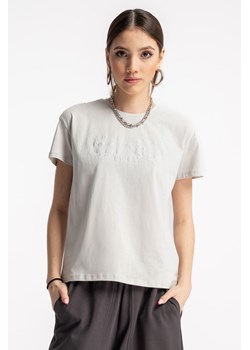 Jasnoszary t-shirt RELAXED z nadrukiem z przodu, Rozmiar - 170, Kolor - Szary ze sklepu REPORTER w kategorii Bluzki dziewczęce - zdjęcie 189108183