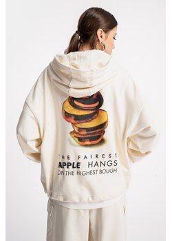 Kremowa bluza OVERSIZE z autorską grafiką z tyłu, Rozmiar - 140, Kolor - Kremowy ze sklepu REPORTER w kategorii Bluzy dziewczęce - zdjęcie 189108493