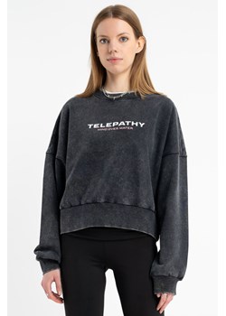 Czarna bluza BOXY bez kaptura z nadrukiem z przodu, Rozmiar - 170, Kolor - Czarny ze sklepu REPORTER w kategorii Bluzy dziewczęce - zdjęcie 189109463