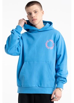 Niebieska bluza OVERSIZE z kapturem z aplikacją z tyłu, Rozmiar - 158, Kolor - Niebieski ze sklepu REPORTER w kategorii Bluzy chłopięce - zdjęcie 189109542