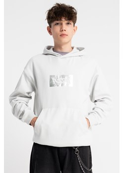 Biała bluza REGULAR z kapturem z nadrukiem z haftem z przodu, Rozmiar - 170, Kolor - Biały ze sklepu REPORTER w kategorii Bluzy chłopięce - zdjęcie 189109601