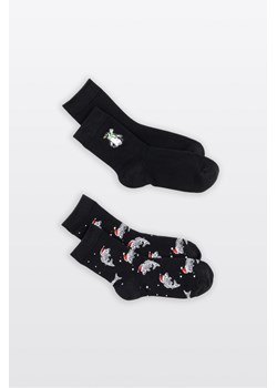 Biało-czarny zestaw skarpet z motywem świątecznym 2-PAK, Rozmiar -  34, Kolor - Czarny ze sklepu REPORTER w kategorii Skarpetki dziecięce - zdjęcie 189110361