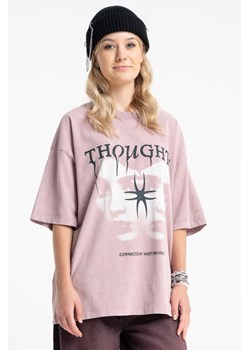 Różowy t-shirt OVERSIZE z autorską grafiką z przodu, Rozmiar - 170, Kolor - Różowy ze sklepu REPORTER w kategorii Bluzki dziewczęce - zdjęcie 189110422