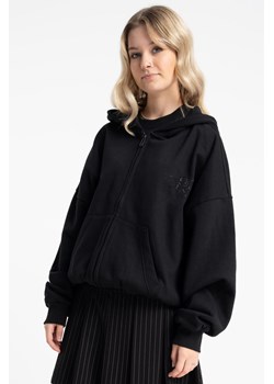 Czarna bluza BOXY z kapturem z aplikacją z dżetów z tyłu, Rozmiar - 146, Kolor - Czarny ze sklepu REPORTER w kategorii Bluzy dziewczęce - zdjęcie 189110451