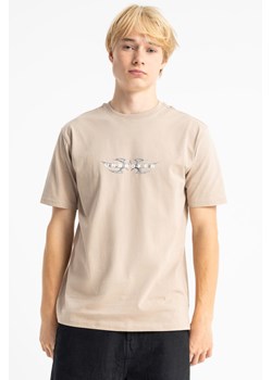 Beżowy t-shirt REGULAR z minimalistyczną grafiką z przodu, Rozmiar - 140, Kolor - Beżowy ze sklepu REPORTER w kategorii T-shirty chłopięce - zdjęcie 189110583