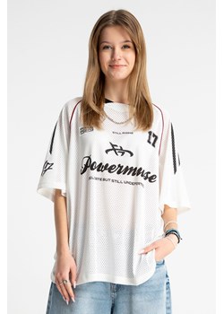 Biały t-shirt w stylu sportowym z siatki, Rozmiar - 146, Kolor - Beżowy ze sklepu REPORTER w kategorii Bluzki dziewczęce - zdjęcie 189110783