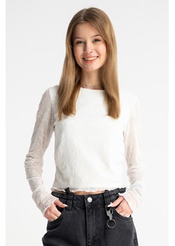 Kremowa bluzka w kwiaty z transparentnej siateczki z topem, Rozmiar - 146, Kolor - Beżowy ze sklepu REPORTER w kategorii Bluzki dziewczęce - zdjęcie 189110800