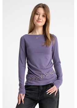 Fioletowa bluzka LONG z długimi rękawami z marszczeniami w pasie, Rozmiar - 146, Kolor - Fioletowy ze sklepu REPORTER w kategorii Bluzki dziewczęce - zdjęcie 189110863