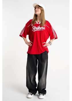 Czarne spodnie jeansowe BARREL z modnymi przetarciami, Rozmiar - 140, Kolor - Czarny ze sklepu REPORTER w kategorii Spodnie dziewczęce - zdjęcie 189110912