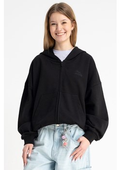 Czarna bluza BOXY z kapturem z minimalistycznym haftem, Rozmiar - 146, Kolor - Czarny ze sklepu REPORTER w kategorii Bluzy dziewczęce - zdjęcie 189111031