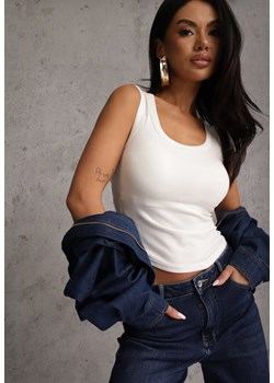 Biały Wiskozowy Top Dopasowany z Kwadratowym Dekoltem Bez Rękawów Bilincja ze sklepu renee.pl w kategorii Bluzki damskie - zdjęcie 189111671