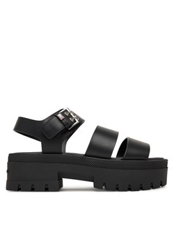 Sandały Tommy Jeans Tjw Straps Leather Max Sandal EN0EN02944 Czarny ze sklepu eobuwie.pl w kategorii Sandały damskie - zdjęcie 189113641