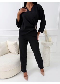 Czarny Elegancki Komplet ze Złotą Klamrą ze sklepu ModnaKiecka.pl w kategorii Komplety i garnitury damskie - zdjęcie 189120784