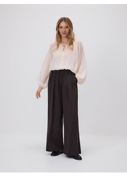Reserved - Szerokie spodnie - brązowy ze sklepu Reserved w kategorii Spodnie damskie - zdjęcie 189121101