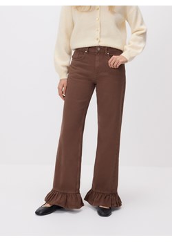 Reserved - Jeansy wide leg z falbankami - dark grey jeans ze sklepu Reserved w kategorii Jeansy damskie - zdjęcie 189121193