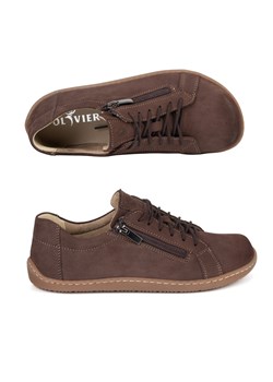 Damskie minimalistyczne buty skórzane barefoot model 1243 brąz nubuk ze sklepu butyolivier w kategorii Półbuty damskie - zdjęcie 189121333