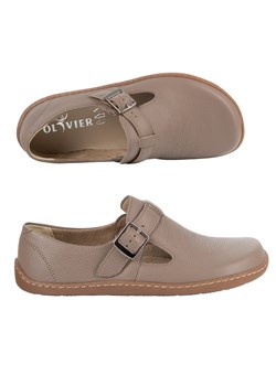Buty barefoot damskie skórzane półeleganckie z paskiem – Olivier ROSA cappuccino ze sklepu butyolivier w kategorii Półbuty damskie - zdjęcie 189121414