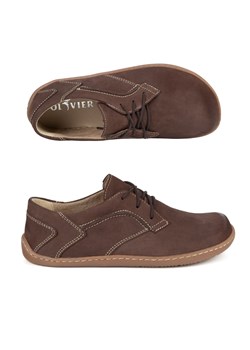 BAREFOOT Damskie minimalistyczne buty skórzane 1082 czekolada brąz nubuk ze sklepu butyolivier w kategorii Półbuty damskie - zdjęcie 189121491