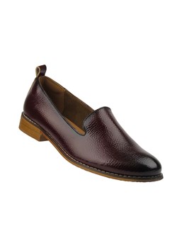 Eleganckie półbuty damskie Potocki 26-19337, bordowe ze sklepu ulubioneobuwie w kategorii Mokasyny damskie - zdjęcie 189122931