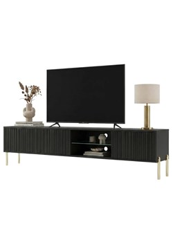 Czarna szafka RTV na złotych nóżkach 175 cm R8-E51 ze sklepu Edinos.pl w kategorii Szafki RTV - zdjęcie 189123272