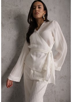 Biała Wiskozowa Bluzka z Kopertowym Dekoltem i Wiązaniem z Boku Velarila ze sklepu renee.pl w kategorii Bluzki damskie - zdjęcie 189128401
