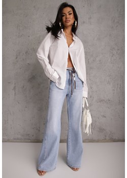 Niebieskie Szerokie Jeansy z Bawełny High Waist z Paskiem w Stylu Sznurówki Vetinia ze sklepu renee.pl w kategorii Jeansy damskie - zdjęcie 189128411
