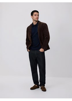 Reserved - Polo regular z bawełny merceryzowanej - granatowy ze sklepu Reserved w kategorii T-shirty męskie - zdjęcie 189128741