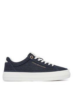 Tenisówki Tommy Hilfiger Th Foxing Platform Washed Canvas FW0FW09172 Niebieski ze sklepu eobuwie.pl w kategorii Trampki damskie - zdjęcie 189129011