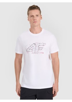 Męski t-shirt z nadrukiem 4F 4FRAW25TTSHM3311 - biały ze sklepu Sportstylestory.com w kategorii T-shirty męskie - zdjęcie 189130684
