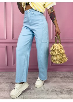 SPODNIE JEANSOWE BALLOON Z PRZESZYCIAMI- NIEBIESKIE ze sklepu olika.com.pl w kategorii Jeansy damskie - zdjęcie 189131860