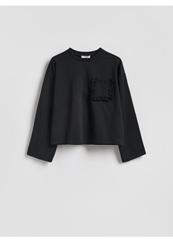 Reserved - Longsleeve z kieszonką - czarny ze sklepu Reserved w kategorii Bluzki damskie - zdjęcie 189132324